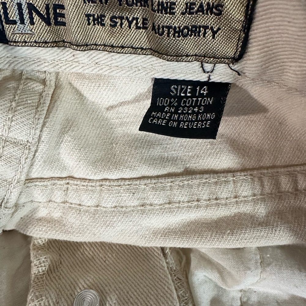 Vintage NY Line High Rise Straight Leg Jeans Beige 100% Cotton Size 14 - Picture 3 of 6